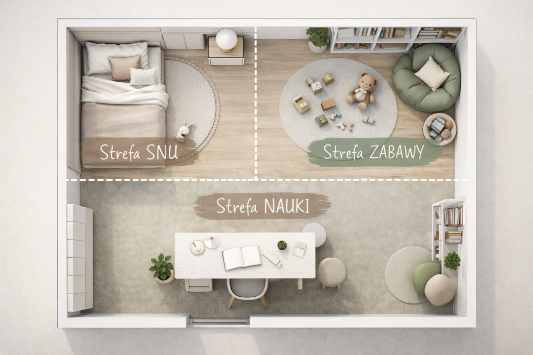 Strefy w pokoju dziecięcym – dlaczego podział na sen, zabawę i naukę ma kluczowe znaczenie?